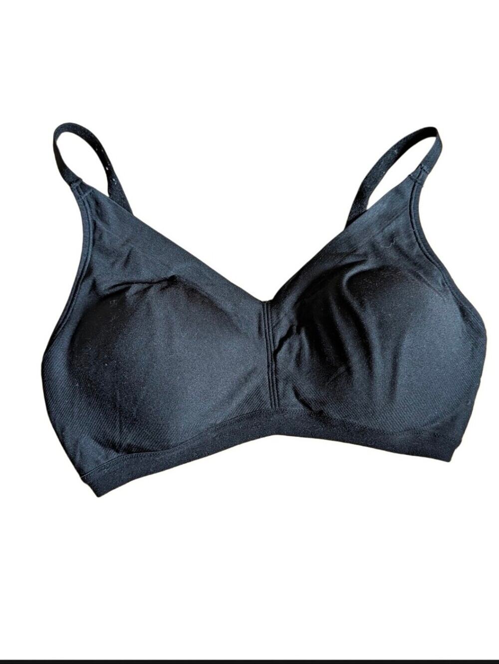 True & Co Black Molded Cup Wireless V Neck Comfort Bra Size Medium